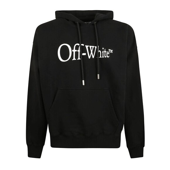 Off-White Brushed Cotton Sweatshirt With Drawstring Hood And Iconic Logo - NWT